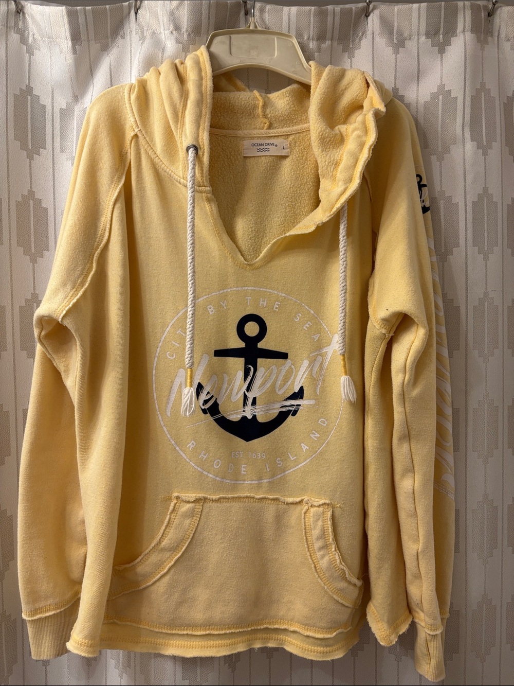 Ocean Drive Yellow Newport Anchor Crewneck Pullover
